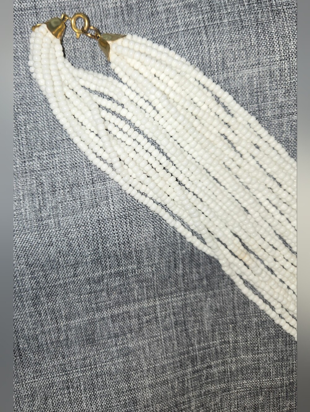 Vintage White Multi-Strand Beaded Necklace - Picture 5 of 6
